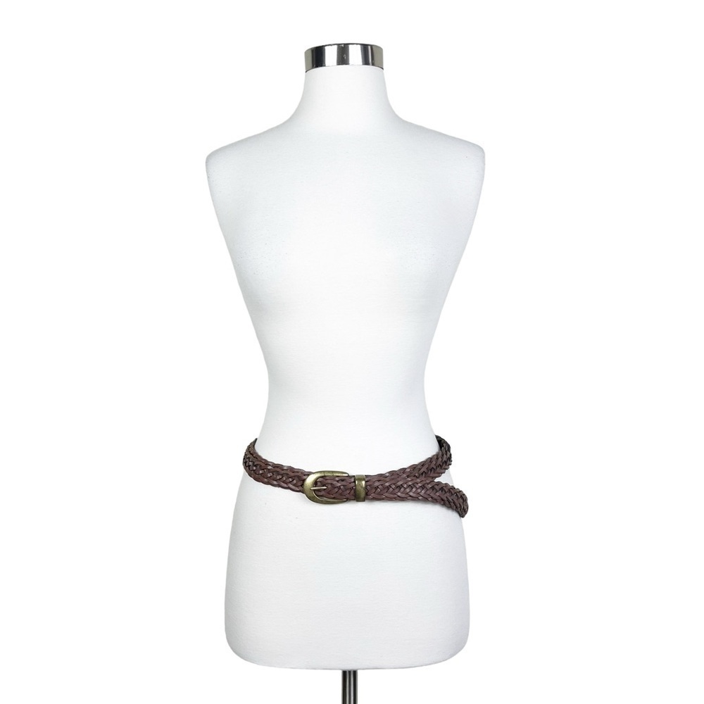 Argentina Capezio Women’s Brown Braided Woven Genuine Leather Skinny Belt M/L